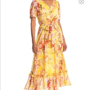 NWT Calvin Klein Floral Chiffon Midi Dress